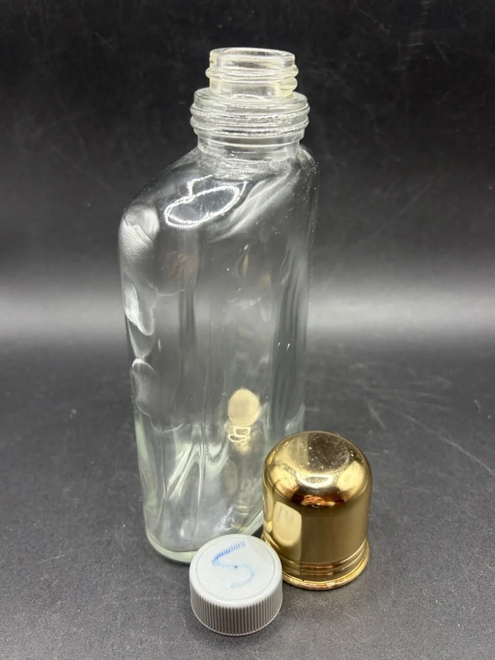 Vintage Glass Flask with Metal Lid, Barware Drinkware Collectibles Bottle